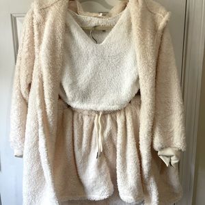 FUZZY! Tank top, shorts and sweater lounge/PJ set!
